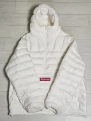 L シュプリーム マイクロダウン ハーフ ジップ フーディー プルオーバー 白