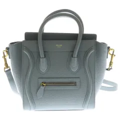 CELINE (セリーヌ) ラゲージ ナノ 2WAYバッグ ハンドバッグ ショルダーバッグ スモーキーブルー レザー ゴールド金具