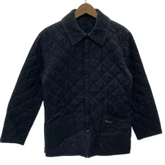 Barbour　キルティングジャケット　ナイロンジャケット　襟コーデュロイ　無地　フルボタン　古着