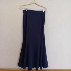 GU フレアスカート／ネイビー系／XLサイズ／リサイクルポリエステル混／ウエストゴム