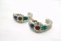 ジバンシィ ヴィンテージ イヤリング ラインストーン カラーストーン 花 フラワー ビジュー アクセサリー 銀 シルバー GIVENCHY 5045j