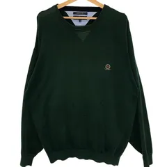 TOMMY HILFIGER GOLF/トミーヒルフィガーゴルフ ニット セーター ワンポイント刺繡 オーバーサイズ ビッグシルエット India製 XXLサイズ グリーン