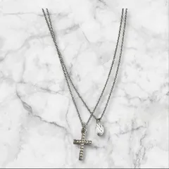 SWAROVSKI クロス ネックレス クリスタル 2連風 シルバー系