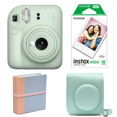 (4点セットB)富士フイルム インスタントカメラ チェキ instax mini 12 グリーン フィルム アルバム 専用ケース付き！
