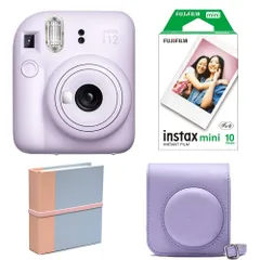 (4点セットB)富士フイルム インスタントカメラ チェキ instax mini 12 パープル フィルム アルバム 専用ケース付き！