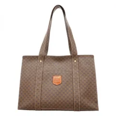 【6ad4758-k】セリーヌ トートバッグ マカダム PVC ブラウン ゴールド金具【中古】レディース