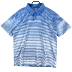 サイズ：2XL UNDER ARMOUR アンダーアーマー  半袖ポロシャツ ボーダー柄 ブルー系 [240101593096] ゴルフウェア メンズ ストスト