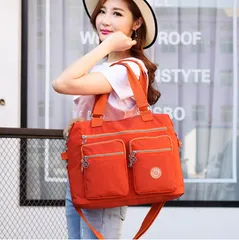 ＜在庫処分＞ナイロン トートバッグ レディース 大容量 軽量 ファスナー付き in1