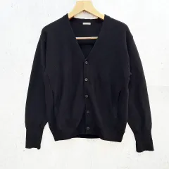GU ジーユー ウォッシャブルーカーディガン Ｖネック カジュアル リラックスシルエット ヴィンテージ仕様 ブラック Mサイズ ◇〇