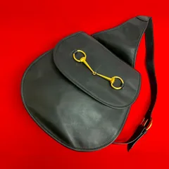 極 美品 GUCCI グッチ オールドグッチ ヴィンテージ ホースビット 金具 レザー 本革 ボディバッグ ショルダーバッグ ブラック 41209