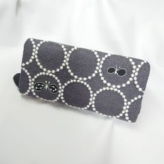 受注製作】 シンプル グレーネイビー×ホワイト 本革ギャルソン長財布