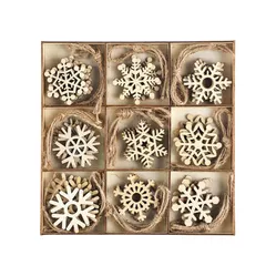 クリスマス オーナメント 飾り 45個 雪の結晶 木製スライス 木材チップ クリスマスツリー 飾り ペンダント 北欧 手作り DIY クリスマス デコレーション 小物 麻紐付き