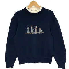 FRUIT OF THE LOOM BEST/フルーツオブザルーム 90年代/90's ヴィンテージ スウェット トレーナー フロント刺繡 クルーネック Mexico製 Mサイズ ネイビー