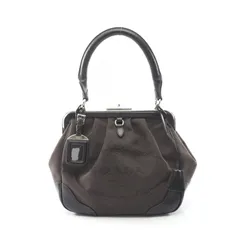 プラダ PRADA ハンドバッグ LOGO JACQUARD ロゴジャガード ブラック/ダークブラウン キャンバス レザー ロゴ ジャガード ハンド レディース Used B