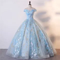 新品未使用 ドレス成人式プリンセススカート オフショルダーダンスパーティーフレアスカート 【色指定可】スパンコールダンスパーティードレス女性用