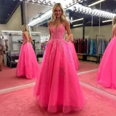 新品未使用 クロスボーダードレス フレンチスタイルハルターネック レースフレアスカート ダンスパーティー用 ノーバックドレス