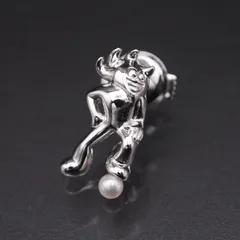 J240 FIFA TM 1999 S刻印 ピンブローチ 淡水真珠 パール デザイン シルバー ラペルピン 6月誕生石