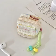 イヤホン収納ポーチ 編み物 手作り ポケットサイズ