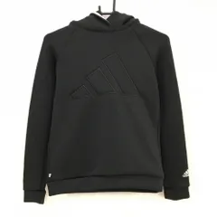 【超美品】アディダス パーカー 黒 ロゴ ダンボールニット  レディース M ゴルフウェア adidas