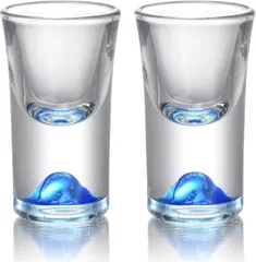 morning place morningplace クリスタル ショット グラス セット ウォーター ドロップ 耐熱 カップ ギフト テキーラ エスプレッソ パーティ に (2個セット,  5.5cm x 3cm)