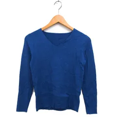 N.Natural Beauty Basic N.ナチュラルビューティーベーシック ニット Vネック カットソー リブ ハイゲージ 無地 長袖 M 青 ブルー /NT28