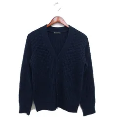 ナノユニバース nano universe カーディガン ニット Vネック リブ ウール混 長袖 S 黒 ブラック /NT33