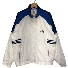 adidas/アディダス 90年代/90's ヴィンテージ 万国旗タグ フルジップ ナイロンジャケット ウインドブレーカー スポーツウエア バック刺繡 企業ロゴ刺繡 ワンポイント刺繡 オーバーサイズ トラックジャケット ジャージ China製 Lサイズ