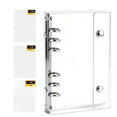 【送料無料】シール帳 バインダー 透明・星柄 A6 大きいサイズ 【両面収納・20枚リフィル＋下敷き2枚付き】 手帳 シンプル 女の子 男の子 推し活・コラージ コラージュ シール収納 6穴 大容量 持ち運び便利