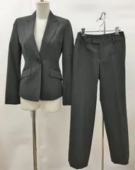 コムサイズム COMME CA ISM スーツ S グレー系 パンツスーツ ストライプ 日本製 フォーマル ビジネス 卒入学 2601WR173