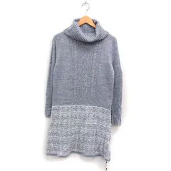 シューラルー SHOO・LA・RUE タグ付き ニット ワンピース 長袖 ひざ丈 オフタートルネック ケーブル編み L グレー 灰 /FT33