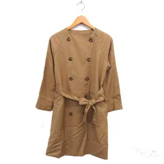 グローバルワーク GLOBAL WORK ノーカラー トレンチコート ロング ダブル リボン スプリング M キャメル /NT1