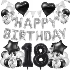 【送料無料】18歳 誕生日 バルーン 飾り付け 80CM18数字バルーン 組み合わせ HAPPY BIRTHDAYガーランド 数字風船紙ふぶき入り 男の子 男性 女の子 女性 パーティー サプライズ 紙吹雪風船 誕生日 デコレーションパーティー サプライズ 空