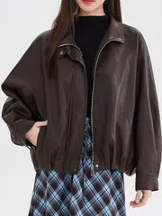 [NEW]ハイネックムードレザージャケット_(シャーリングライダースジャケット ハイクオリティ ベーシックレザー R8680-1