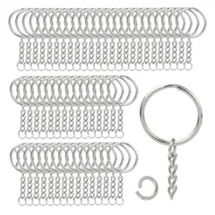 【送料無料】キーホルダー チェーン リング開け 平キーリング DIY 手芸用品 ジュエリー アクセサリーパーツ チェーン キーリング ストラップ 100個入り