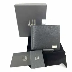 SD5327 新品未使用！ dunhill ダンヒル 二つ折り財布 コンパクトウォレット レザー ブラック 金具シルバー メンズ ビジネス