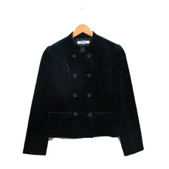 ナチュラルビューティーベーシック NATURAL BEAUTY BASIC スタンドカラー ジャケット ダブル コットン ベロア M ブルー 青 /KT26