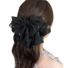 【送料無料】Coollooda リボン ヘアクリップ バンスクリップ ヘアアクセサリー 髪留め バレッタ クリップ 韓国風 可愛い 軽い 大きめ おしゃれ 大人っぽい 強力 しっかりとまる オフ ィス 日常 通勤 通学 卒業式 入学式 結婚式 発表会 レディー