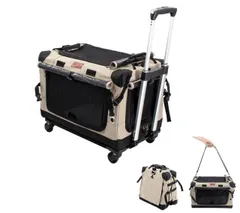 【送料無料】GPR 次世代 3WAYペットキャリーコンテナ キャリーカート 分離で使用可能 カバー丸洗い 静音キャスター 折りたたみ収納 900Dオックスフォード 三面メッシュ 小型犬 猫 小動 物 耐荷重15kg (ベージュ)