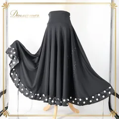 フラメンコ 衣装 ファルダ スカート ブラック系 水玉 ドット柄 ボランテ 黒 白 薄い ペチコート 日本製 かわいい ラインストーン シンプル ダンス衣装 ステージ イベント 練習 レッスン ホワイト系