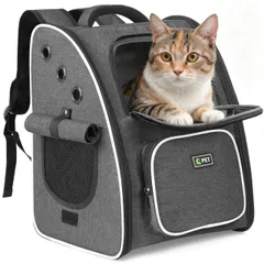 【送料無料】Thadavo 猫 キャリーバッグ リュック３面メッシュで通気性 犬猫兼用 ペットキャリー 幅広ショルダー＆高反発クッションで肩・腰楽々ペットリュック折りたたみ収納 小型犬・小動 物用 通院/旅行/災害避難用 ペット用品 ブラック