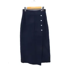 ナチュラルビューティーベーシック NATURAL BEAUTY BASIC ラップ タイトスカート ナロースカート ロング丈 無地 L ネイビー 紺 /FT9
