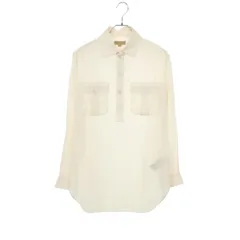 バーバリー BURBERRY ブラウス ホワイト シルク シャツ レディース Used B
