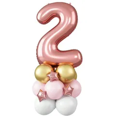 【送料無料】数字 バルーン ナンバー 2歳 40インチ 風船 バルーンスタンド スター バルーン バースデー 飾り付け 記念日 誕生日 結婚式 イベント お祝い 子供 装飾 パーティー デコレーション ゴールド ピンク ホワイト