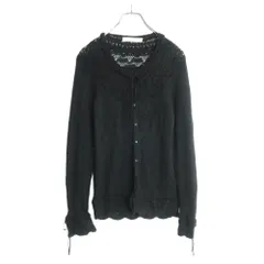 ピンクハウス★フラワーモチーフが可愛い♪ 透かし編みニットカーディガン 黒系 z17413