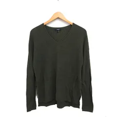 セオリー Theory Vネック ニット セーター 長袖 無地 カシミヤ混 コットン 綿 S カーキ /FT14