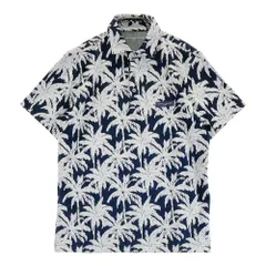 サイズ：M TOMMY HILFIGER GOLF トミー ヒルフィガーゴルフ  半袖ポロシャツ ヤシの木 総柄 ネイビー系 [240101608864] ゴルフウェア メンズ ストスト