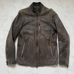 EDIFICE 羊革　ラムレザー　シングルライダースジャケット　グレー・ブラウン