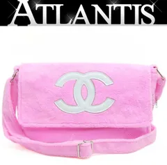 【広尾店】極美品 シャネル CHANEL パイル地 ノベルティ ショルダーバッグ ピンク×白 【18304】