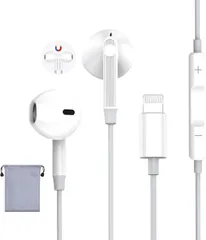 Moowarm イヤホン 有線 マイク付き iPhone用のMFi認証品ライトニング用の イヤフォン ノイズキャンセリング HiFi音質 磁気 NABI_885