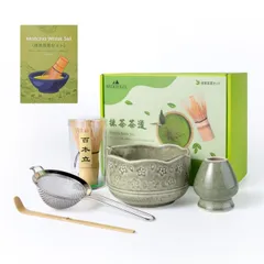【送料無料】HAUUFENN 抹茶 セット 茶道具 セット 抹茶碗 茶杓 百本立 茶筅 茶筅立て 茶こし 5点セット グリーン 初心者向け 抹茶セット 自宅で点前や抹茶ラテを楽しめる 茶道具 ギフト プレゼント 敬老の日 母の日 誕生日